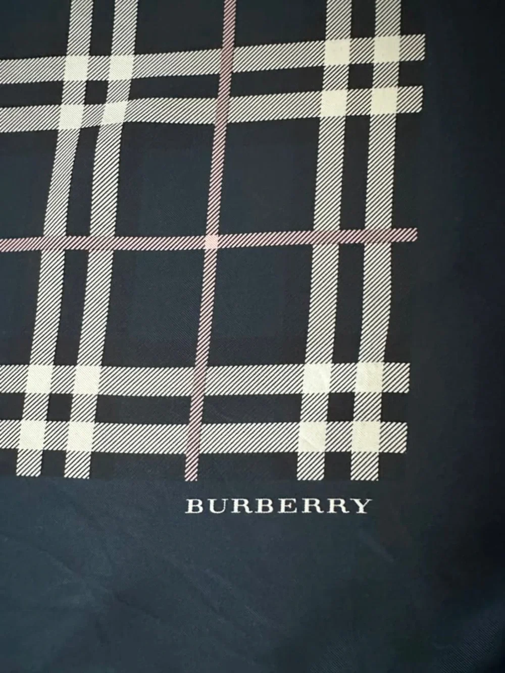 Burberry Silk Scarf Black Hand Rolled Made in England
